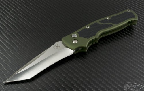 Brend Knives Custom OD Green M2 Auto T/E Automatic Folder S/A Knife (4in Satin Plain 154-CM) BRND-M2-T-OD - Front