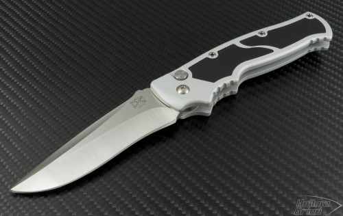 Brend Knives Custom Silver M2 Auto S/E Automatic Folder S/A Knife (4in Satin Plain 154-CM) BRND-M2-SV - Front