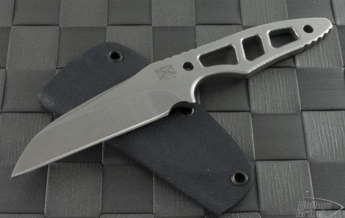 Brend Knives Custom Stainless Steel S/E Fixed Knife (2.75in Stonewashed Plain) BRND-NECK-X - Front