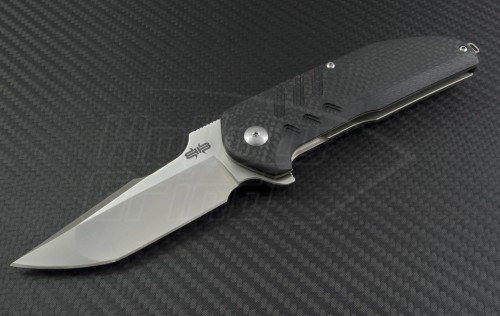 Brous Blades Carbon Fiber Strife T/E Flipper Knife (3.75in Satin Plain D2) JB-STRIFE-SAT - Front