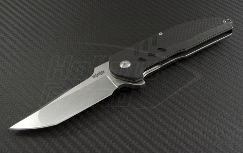 Brous Blades Carbon Fiber Strife T/E Flipper Knife (3.75in Stonewashed Plain D2) JB-STRIFE-SW - Front