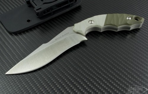 Brous Blades Custom Green TFB S/E Fixed Knife (4.6in Satin Plain D2) JB-TFB - Front