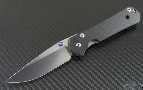 Chris Reeve Carbon Fiber Sebenza 21 S/E Folder Knife (3.5in Stonewashed Plain S35-VN) CR-Sebenza21L-CF - Front