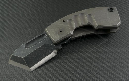 Crusader Forge Custom Gray APEX T/E Folder Knife (2.5in Stonewashed Plain D2) CF-APEX-TE - Front