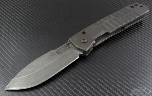 Crusader Forge Custom Metal FIFP EX S/E Folder Knife (4.75in Stonewashed Plain S30-V) CF-FIFP-EX-SW - Front