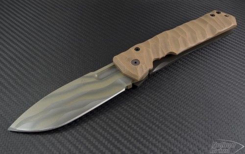 Crusader Forge Custom Tan FIFP EX S/E Folder Knife (4.75in Color Coated Plain S30-V) CF-FIFP-EX-G - Front