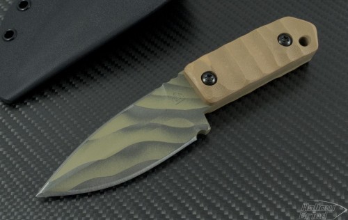 Crusader Forge Tan Minimi Dagger D/E Fixed Knife (3.5in Color Coated Plain S30-V) CF-MINI-DAG-1 - Front