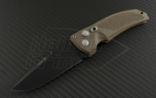 Hogue Brown Extreme S/E Automatic Folder S/A Knife (3.5in Black Plain 154-CM) HO-EX-A03-34333 - Front