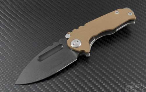 Medford Knife & Tool Coyote Praetorian S/E Folder (2.75in Black Plain D2) MKT-MPRAET-BRN - Front