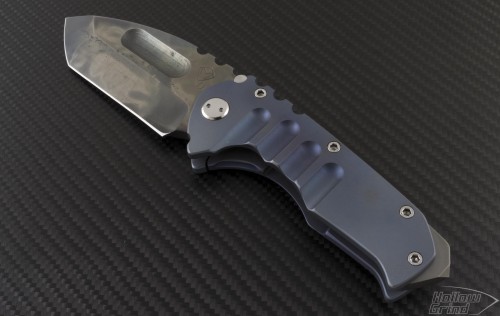 Medford Knife & Tool Custom Blue Praetorian T/E Folder (3.75in Bead Blasted Plain D2) MKT-Praetorian-Ti-Blue - Front