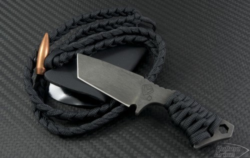 Medford Knife & Tool Custom Micro Tanto T/E Fixed (2.3in Black Plain D2) MKT-MicroTanto-Blk - Front