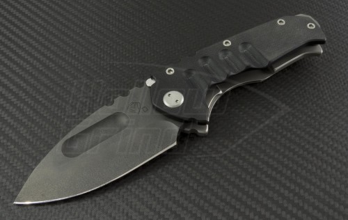 Medford Knife & Tool Custom Silver Praetorian T/E Folder (3.75in Black Plain D2) MKT-PRAET-TIG - Front
