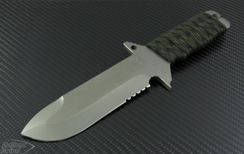 Medford Knife & Tool OD Green AIO S/E Fixed (5.25in Satin Part Serr D2) MKT-AIO - Front