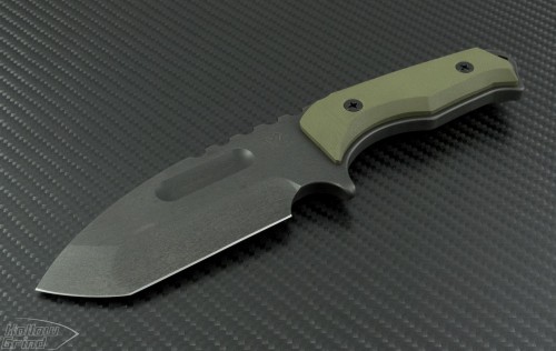 Medford Knife & Tool OD Green Emperor T/E Fixed (3.75in Black Plain D2) MKT-EMP-OD - Front