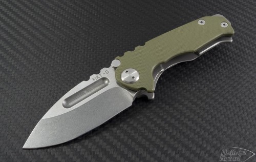 Medford Knife & Tool OD Green Micro Praetorian S/E Folder (Stonewashed Plain) MKT-MPRAET-OD-SW - Front