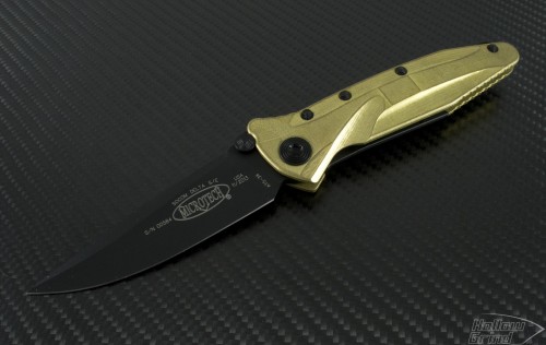 Microtech Knives Brass Socom Delta S/E Folder Knife (4in Black Plain ATS-34) 159-1BRT - Front