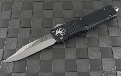 Microtech Knives Combat Troodon Clip Point Automatic OTF D/A Knife (3.75in Satin Plain S35-VN) 143-4-2013 - Front