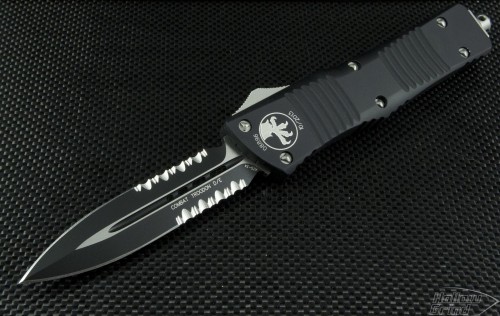 Microtech Knives Combat Troodon D/E Automatic OTF D/A Knife (3.75in Black Part Serr ATS-34) 142-2 - Front