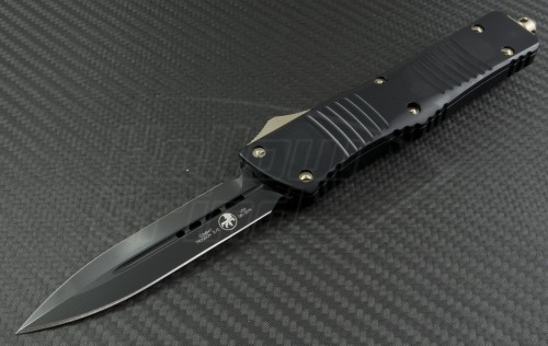 Microtech Knives Combat Troodon D/E Automatic OTF D/A Knife (3.75in DLC Plain ELMAX) 142-1-DLC - Front