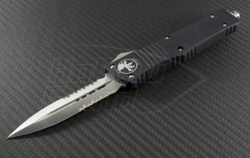 Microtech Knives Combat Troodon D/E Automatic OTF D/A Knife (3.75in Satin Part Serr ELMAX) 142-5 - Front