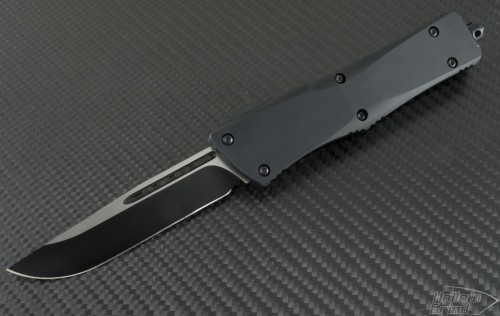 Microtech Knives Combat Troodon S/E Automatic OTF D/A Knife (3.75in Black Plain) VNT-0096 - Front