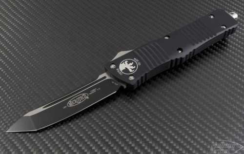 Microtech Knives Combat Troodon T/E Automatic OTF D/A Knife (3.75in Black Plain ATS-34) 144-1-old - Front