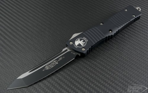 Microtech Knives Combat Troodon T/E Automatic OTF D/A Knife (3.75in Black Plain ATS-34) VNT-0125 - Front