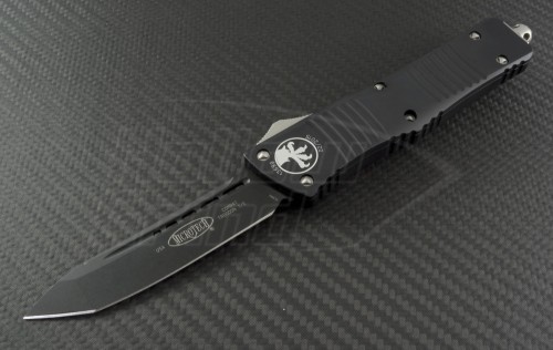 Microtech Knives Combat Troodon T/E Automatic OTF D/A Knife (3.75in DLC Plain ELMAX) 144-1AP - Front