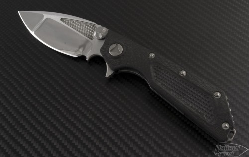Microtech Knives Custom Carbon Fiber DOC S/E Flipper Knife (3.5in Mirror Polished Plain) doc-c-ma-cf-hp - Front