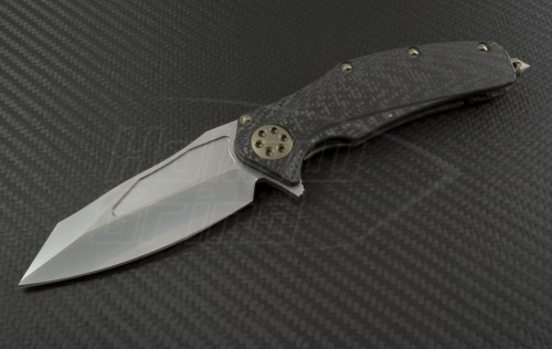 Microtech Knives Custom Carbon Fiber Matrix S/E Flipper Knife (3.75in Satin Plain ELMAX) MTC-0001 - Front