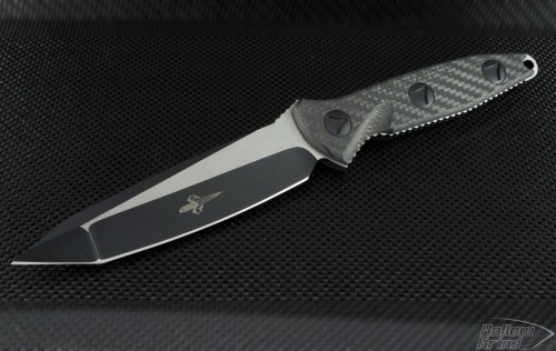 Microtech Knives Custom Carbon Fiber Socom Alpha T/E Fixed Knife (5in Black Plain 154-CM) s-alpha-c-bl-te - Front