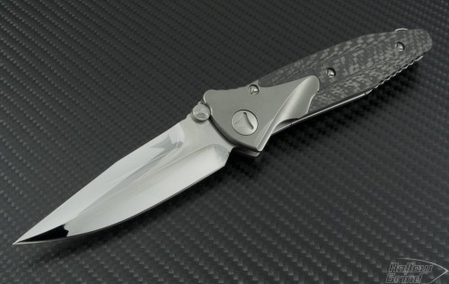 Microtech Knives Custom Carbon Fiber Socom Bravo S/E Folder Knife (4in Mirror Polished Plain) S-Bravo-CP-HP - Front