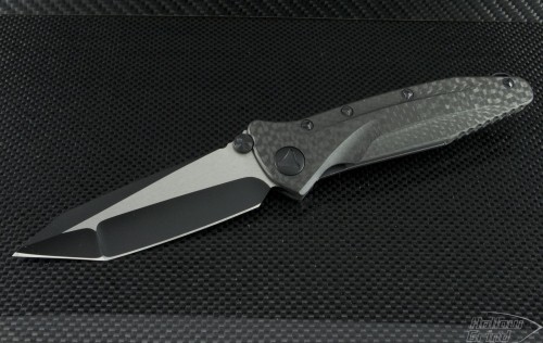 Microtech Knives Custom Carbon Fiber Socom Delta T/E Folder Knife (4in Black Plain) sd-c-cf-blk2 - Front