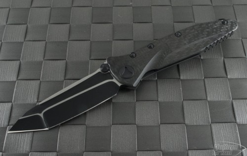 Microtech Knives Custom Carbon Fiber Socom Delta T/E Folder Knife (4in Black Plain) sd-c-cf-blk - Front