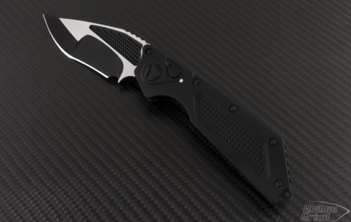Microtech Knives Custom DOC T/E Automatic Folder S/A Knife (3.5in Black Plain) doc-c-ks-blk - Front