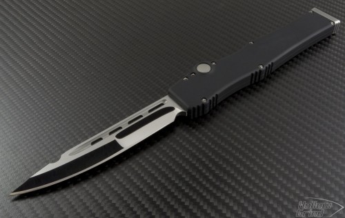 Microtech Knives Custom Halo V S/E Automatic OTF S/A Knife (4.6in Mirror Polished Plain 154-CM) HALO-C-NM-HP - Front