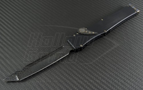 Microtech Knives Custom Halo V T/E Automatic OTF S/A Knife (4.25in Damascus Plain ) MTC-0004 - Front