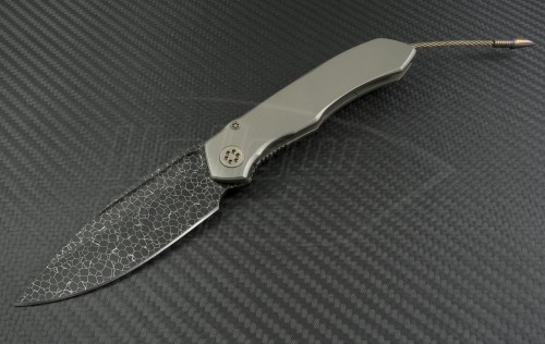 Microtech Knives Custom Metal Anax S/E Folder Knife (3.5in Damascus Plain) anax-ball-dam - Front
