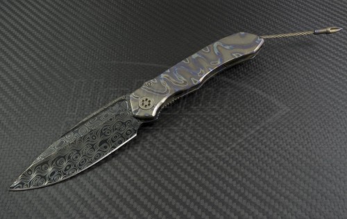Microtech Knives Custom Metal Anax S/E Folder Knife (3.5in Damascus Plain) anax-ti-bdam - Front