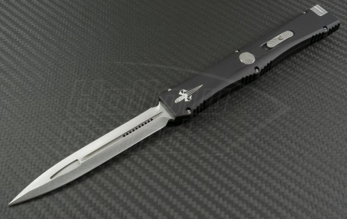 Microtech Knives Custom Nemesis IV D/E Automatic OTF S/A Knife (4.4in Stonewashed Plain ELMAX) MTC-0019 - Front