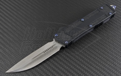 Microtech Knives Custom Scarab D/E Automatic OTF D/A Knife (3.44in Stonewashed Plain ELMAX) MTC-0012 - Front