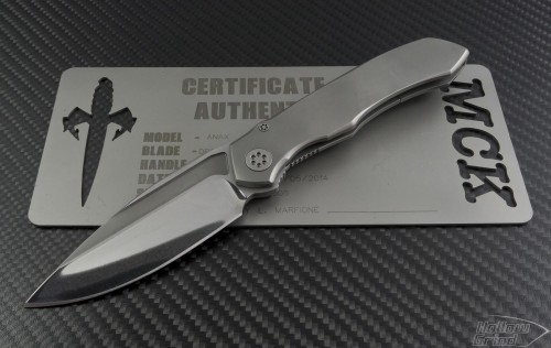 Microtech Knives Custom Silver Anax S/E Folder Knife (3.5in Mirror Polished Plain) anax-c-hp-ti - Front