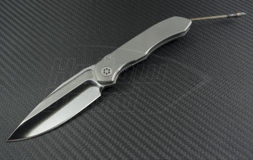 Microtech Knives Custom Silver Anax S/E Folder Knife (3.5in Mirror Polished Plain) anax-ti-hp - Front
