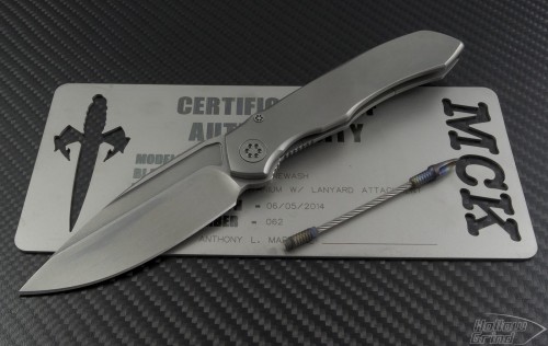 Microtech Knives Custom Silver Anax S/E Folder Knife (3.5in Stonewashed Plain) anax-c-sw-ti - Front