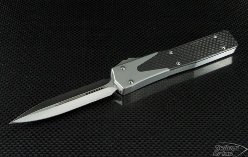 Microtech Knives Custom Stainless Steel UT-10 D/E Automatic OTF D/A Knife (3.5in Mirror Polished Plain) UT10-Prot2 - Front