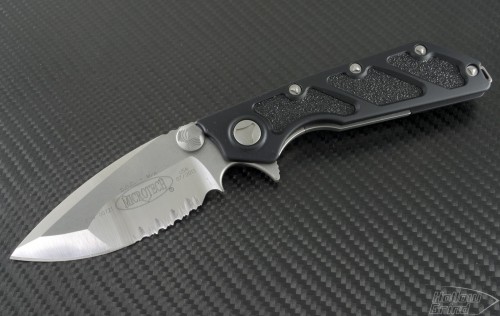 Microtech Knives DOC S/E Flipper Knife (3.875in Satin Part Serr S30-V) 153-5 - Front