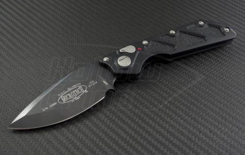 Microtech Knives DOC S/E Flipper S/A Knife (3.875in Black Plain ELMAX) 154-1-2014 - Front