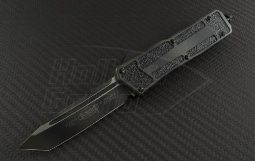 Microtech Knives Green Camo Scarab T/E Automatic OTF D/A Knife (3.44in Color Coated Plain ELMAX) 179-1GC - Front