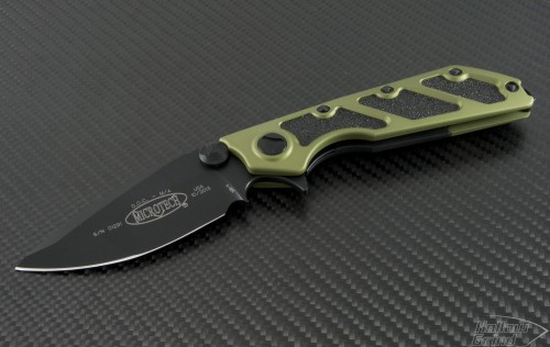 Microtech Knives Green DOC S/E Flipper Knife (3.875in Black Plain S30-V) 153-1GR - Front