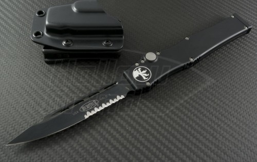 Microtech Knives Halo V S/E Automatic OTF S/A Knife (4.6in DLC Part Serr N690) 151-2 - Front